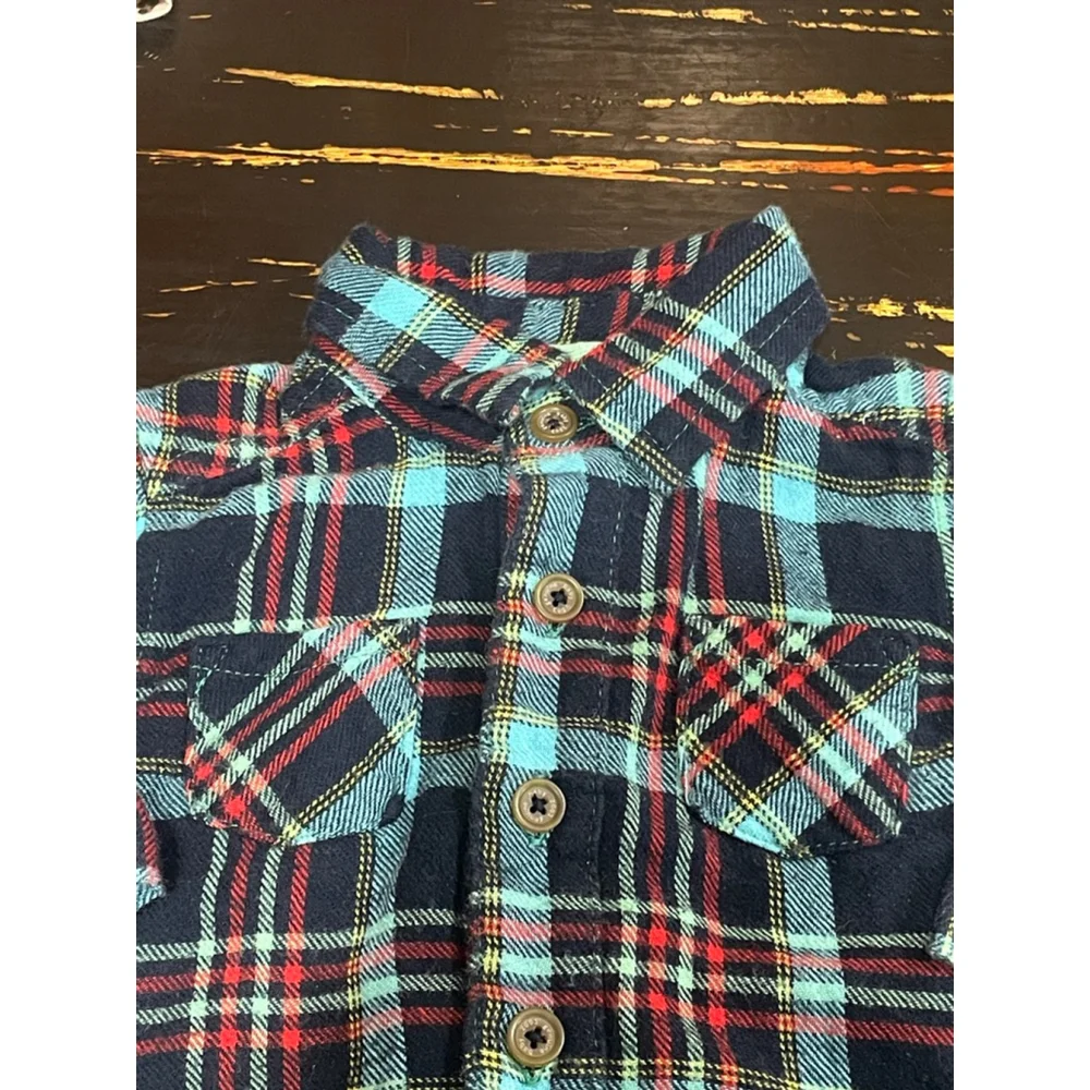 Baby OshKosh B'gosh Button Down Shirt 3 Months Navy Blue Plaid